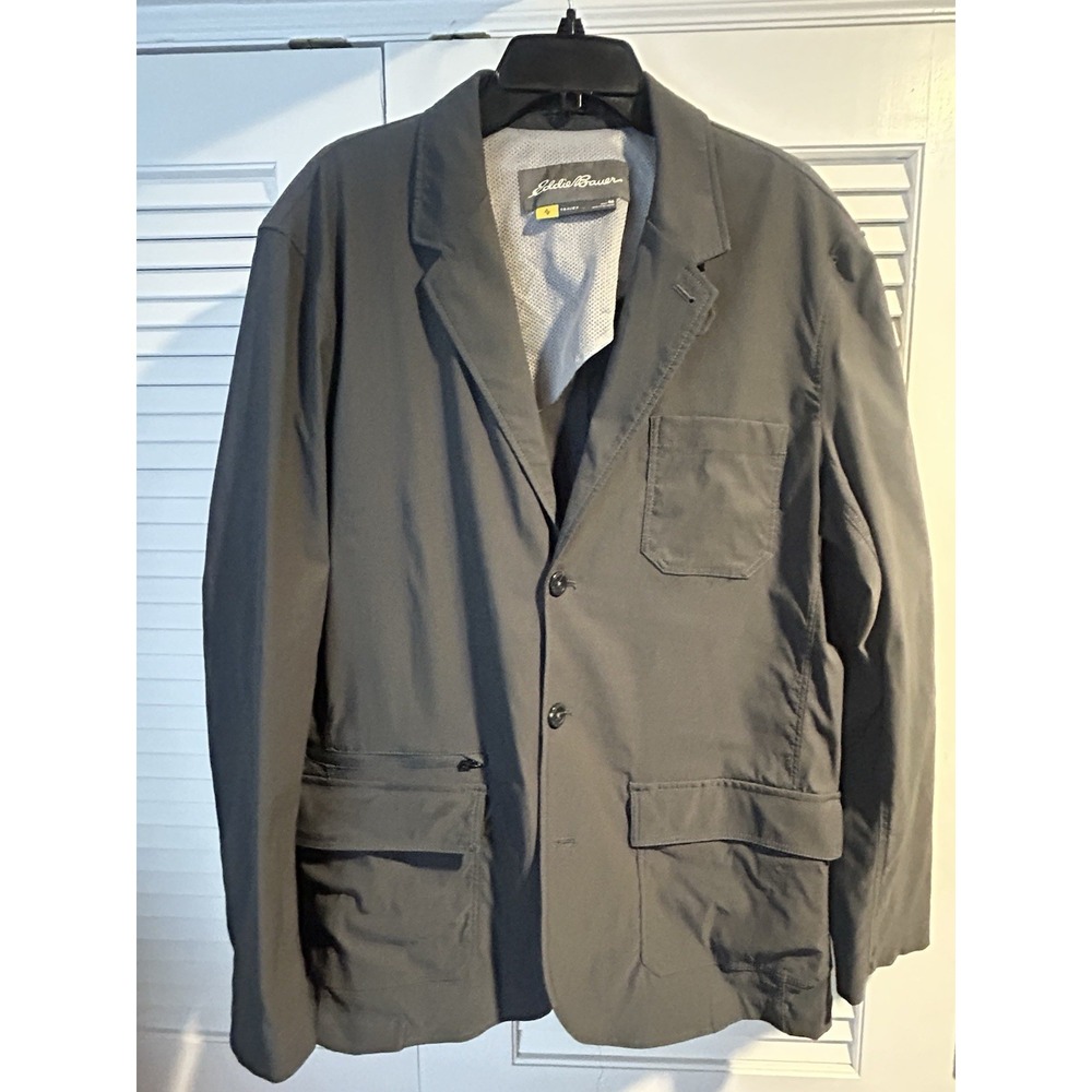 Eddie Bauer Blazer Men's 46 Grey Travex Stretch Sports Coat Suit Jacket